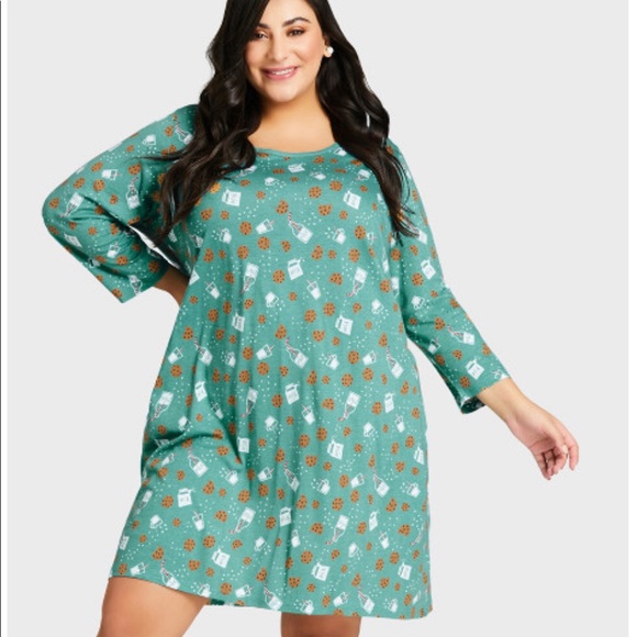Avenue Body Teal Cookies and Milk Sleep Shirt - Picture 1 of 8